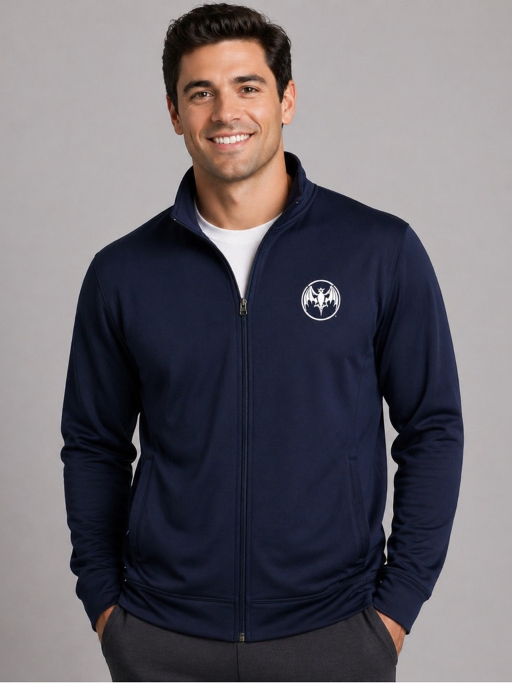 Bacardi Unisex Logo Sport-Wick Fleece Jacket Adult M Navy NWOT